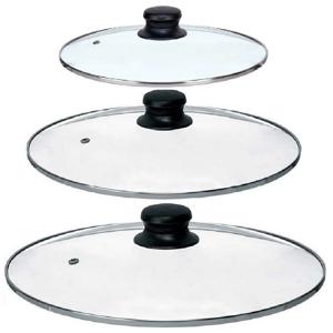 Universele pannendeksel set - 3x stuks - Dia 30/28/24 cm - glas - stoomgaatje