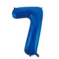 Cijfer 7 jaar folie ballon blauw van 86 cm - thumbnail