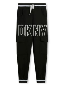 Dkny Kids pantalon de jogging en coton à logo brodé - Noir