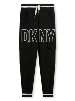 Dkny Kids pantalon de jogging en coton à logo brodé - Noir