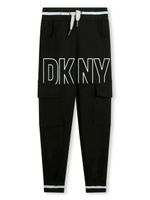 Dkny Kids pantalon de jogging en coton à logo brodé - Noir