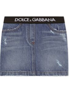 Dolce & Gabbana Kids minijupe en jean à taille logo - Bleu