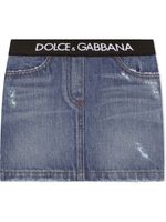 Dolce & Gabbana Kids minijupe en jean à taille logo - Bleu - thumbnail