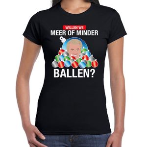 Wilders Meer of minder ballen fout Kerstshirt zwart voor dames