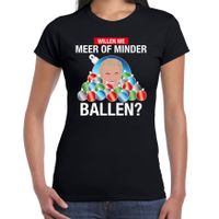 Wilders Meer of minder ballen fout Kerstshirt zwart voor dames