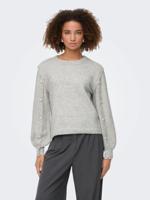 Only Onlrene Life Ls Button O-neck Cs Knt Trui Light Grey Melange