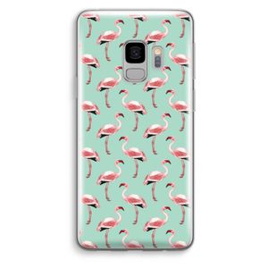 Flamingoprint groen: Samsung Galaxy S9 Transparant Hoesje
