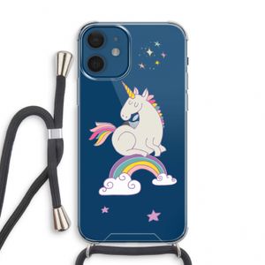Regenboog eenhoorn: iPhone 12 mini Transparant Hoesje met koord