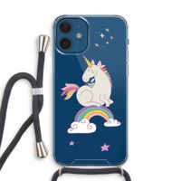 Regenboog eenhoorn: iPhone 12 mini Transparant Hoesje met koord