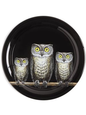 Fornasetti plateau Civette décoré à la main - Noir