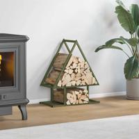 VidaXL Brandhoutrek 50x25x60 cm koudgewalst staal olijfgroen