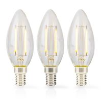 LED-Filamentlamp E14 | Kaars | 4.5 W | 470 lm | 2700 K | Warm Wit | Aantal lampen in verpakking: 3 Stuks | Doorzichtig