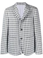 Thom Browne blazer boutonné à carreaux - Gris