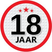 18 jaar leeftijd sticker - rond - Dia 15 cm - 18 jaar verjaardag/jubileum/leeftijd versiering