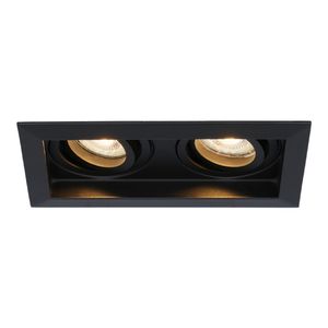 HOFTRONIC™ Durham Inbouwspots Dubbel Zwart - GU10 5 Watt 400 lumen - 2700K Warm wit - Kantelbaar - IP20 - Rechthoek