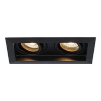 HOFTRONIC™ Durham Inbouwspots Dubbel Zwart - GU10 5 Watt 400 lumen - 2700K Warm wit - Kantelbaar - IP20 - Rechthoek