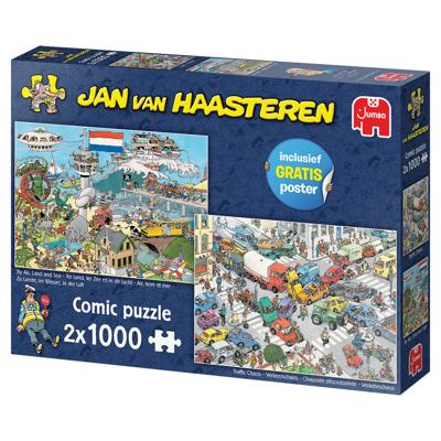 Jan van Haasteren - Ter land, ter zee en in de lucht en Verkeerschaos Puzzel 2x 1000 Stukjes