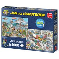 Jan van Haasteren - Ter land, ter zee en in de lucht en Verkeerschaos Puzzel 2x 1000 Stukjes - thumbnail