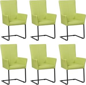 Set van 6 Felgroene leren industriële eetkamerstoelen Dare - poot vierkant zwart - Toledo Leer Lime (felgroen leer)