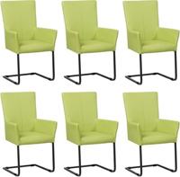 Set van 6 Felgroene leren industriële eetkamerstoelen Dare - poot vierkant zwart - Toledo Leer Lime (felgroen leer)