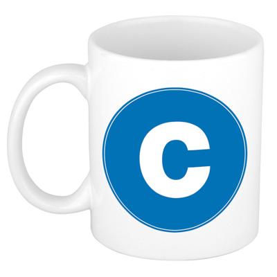 Koffie mok met de letter C - beker - blauw - eerste letter van een voornaam - wit - 300 ml Koffie mok met de letter C - beker - blauw - eerste letter van een voornaam - wit - 300 ml