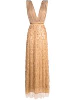 Elisabetta Franchi robe longue sertie de perles - Or - thumbnail