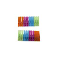 24x Wasgoedknijpers / wasknijpers in verschillende kleuren   -