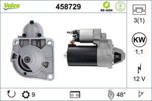 Startmotor / Starter VALEO, Spanning (Volt)12V, u.a. für Fiat, Abarth, Lancia, Alfa Romeo, Ford, Jeep