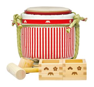 Rode Traditionele Sakeset met Hamer en Lepel - 18 x 17.5 cm