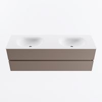 MONDIAZ VICA 150cm badmeubel onderkast Smoke 2 lades. Wastafel MOON dubbel 2 kraangaten, kleur Talc.