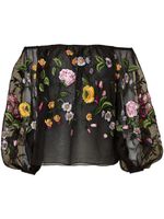 Carolina Herrera floral-print silk blouse - Noir - thumbnail