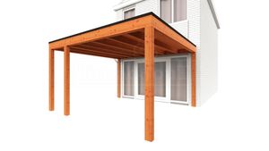Trendhout Aanbouwveranda Modena 405x485 cm - model rechts- Plat dak- Hout- Trendhout