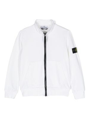 Stone Island Junior sweat zippé à motif Compass signature - Blanc