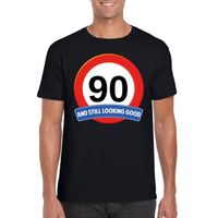 Verkeersbord 90 jaar t-shirt zwart heren