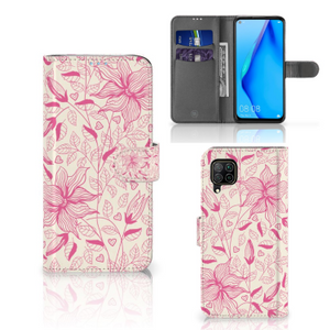 Huawei P40 Lite Hoesje Pink Flowers