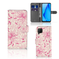 Huawei P40 Lite Hoesje Pink Flowers - thumbnail