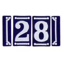 Best for Boots huisnummer 28 - met sierrand - Oudhollands - emaille - blauw/wit Best for Boots huisnummer 28 - met sierrand - Oudhollands - emaille - blauw/wit