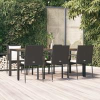7-delige Tuinset met kussens poly rattan zwart
