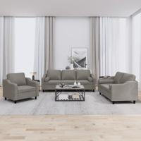 3-delige Loungeset met kussens stof taupe