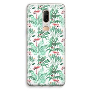 Flamingo bladeren: OnePlus 6 Transparant Hoesje