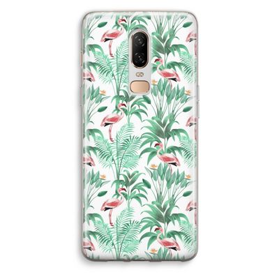 Flamingo bladeren: OnePlus 6 Transparant Hoesje