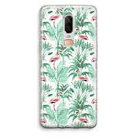 Flamingo bladeren: OnePlus 6 Transparant Hoesje