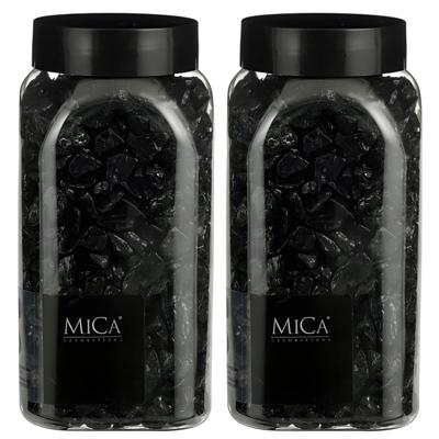 Mica Decorations decoratie steentjes - 2x - zwart - 1 kilo - 650ml - hobby steentjes