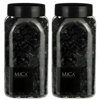 Mica Decorations decoratie steentjes - 2x - zwart - 1 kilo - 650ml - hobby steentjes