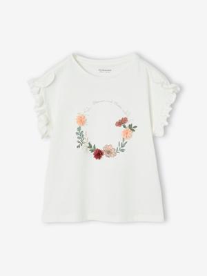 T-shirt met een bloemenkransmotief voor een nette gelegenheid of een feest. wit