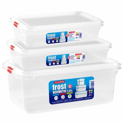 Set van 9x stuks diepvries vershoudbakjes met stevige deksel in 3x verschillende formaten