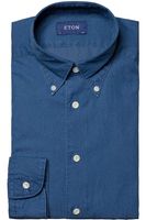 ETON Slim Fit Denim shirt blauw, Effen - thumbnail