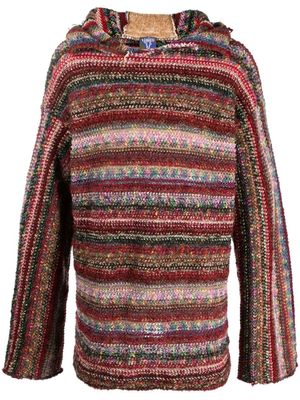 VITELLI hoodie en laine recyclée à rayures - Rouge