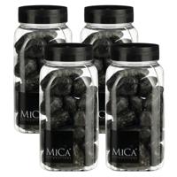 Mica Decorations decoratie stenen - 4x - 650ml - groot - antraciet mix - hobby steentjes