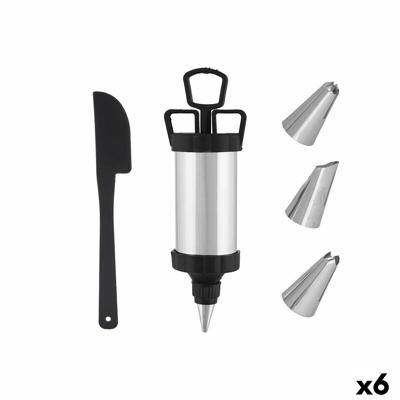 Gebaksspuitzak Kinvara Zwart Zilverkleurig Zilver Set (6 Stuks)